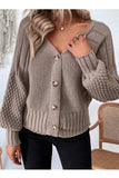 Button-Up Textured Cardigan Sweater