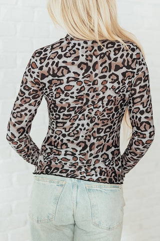 Leopard Mock Neck Long Sleeve Top