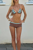 Strappy Bikini Set with Button Accents