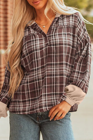 Plaid V-Neck Sweatshirt