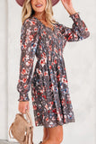 Floral Smocked Long Sleeve Mini Dress