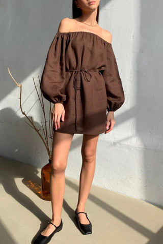 Off-Shoulder Balloon Sleeve Dress