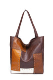 Studded Patchwork Tote Bag
