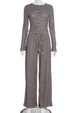 Striped Long-Sleeve Casual Pants Set