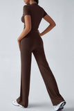 Short-Sleeve Crop Top and Pants Set