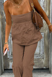 Strapless Top and Flared Pants Set