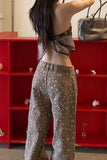 Polka Dot Wide Leg Denim Jeans