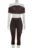 Off-Shoulder Polka Dot Pants Set