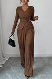Elegant Wrap-Front Pants Set