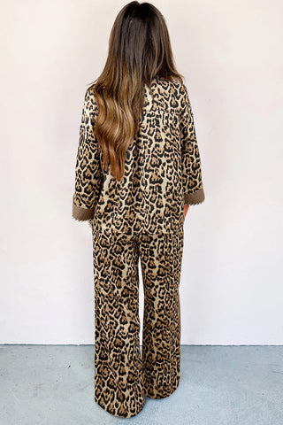 Leopard Print Shirt and Loose Pants Set