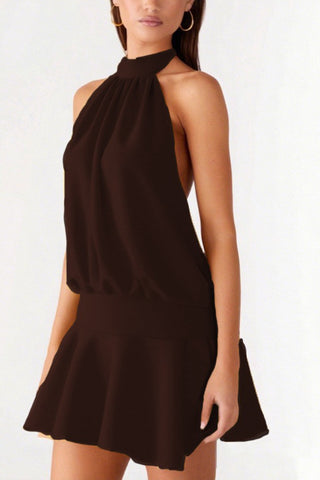 Halter Neck Flare Mini Dress