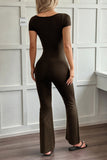 Lace-Trimmed Jumpsuit with Flared Legs