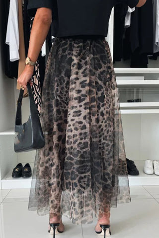 Chic Leopard Mesh Skirt