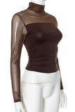 Sheer Panel Long-Sleeve T-Shirt
