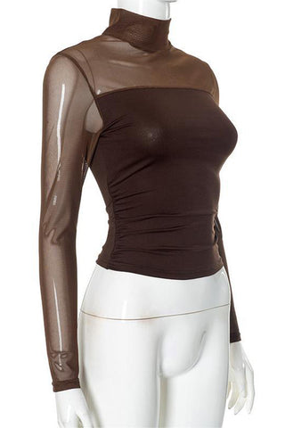 Sheer Panel Long-Sleeve T-Shirt