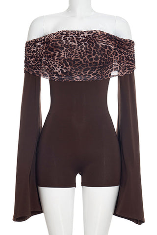 Off-Shoulder Romper with Flared Sleeves