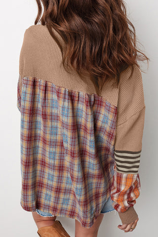 Mixed-Pattern Sleeve Sweatshirt