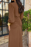 Ruched Long Sleeve Casual Dress