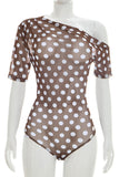 One-Shoulder Polka Dot Bodysuit