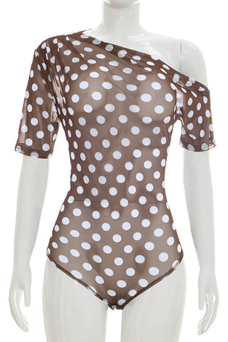 One-Shoulder Polka Dot Bodysuit