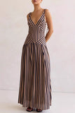 Striped Maxi Dress with Tie Straps