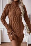Cozy Cable Knit Turtleneck Dress