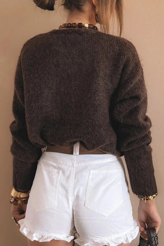 Heart Button V-Neck Cardigan