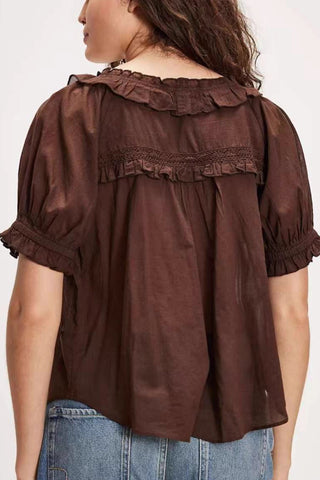 Ruffled Button-Front Blouse