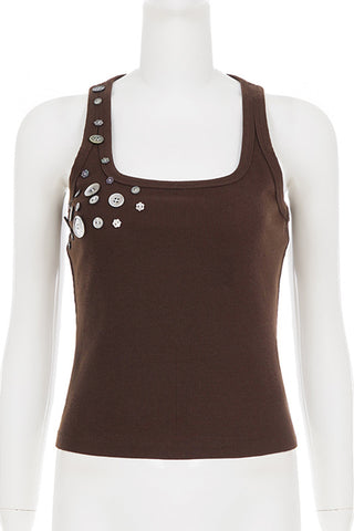 Embellished Square-Neck Tank Top