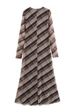 Long-Sleeve Plaid Casual Dress