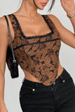Floral Lace Trim Tank Top