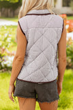 Striped Snap Button Collared Vest