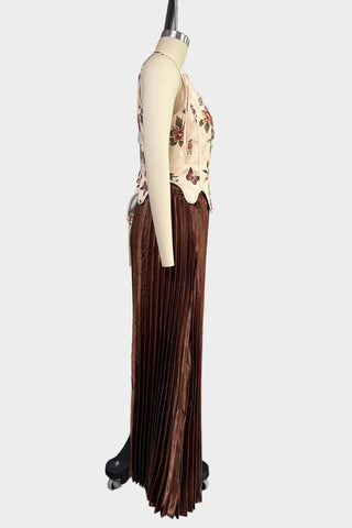 Floral Corset and Pleated Skirt Set