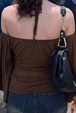 Off-Shoulder Ruched Blouse with Tie Straps