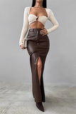 Elegant High-Slit Maxi Skirt