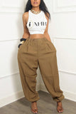High-Waisted Pleated Casual Pants