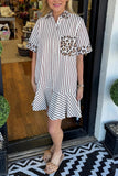 Striped Button-Front Casual Dress