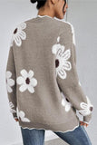 Floral Pattern V-Neck Sweater