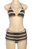 Striped Bikini Set with Tie Details