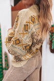 Patterned Button-Front Cardigan