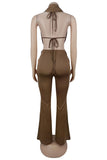 Elegant Wide-Leg Halter Pants Set