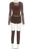 Mesh Long Sleeve Short Set