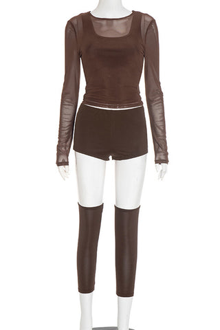 Mesh Long Sleeve Short Set