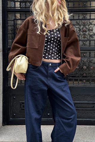 Casual Collared Crop Jacket