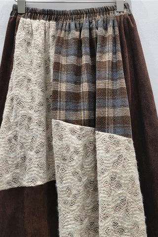 Patchwork Skirt with Elastic Waist