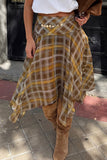 Handkerchief Hem Plaid Midi Skirt