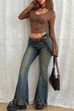 Lace Detail Long-Sleeve Blouse