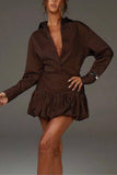 Pinstripe Wrap Shirt Dress
