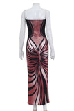 Strapless Maxi Dress with Pattern
