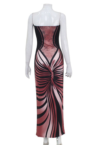 Strapless Maxi Dress with Pattern